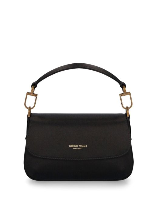 Giorgio Armani Black Mini Le Prime Soft Satin Shoulder Bag