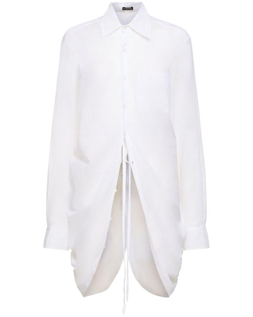 Camisa larga drapeada de algodón voile Ann Demeulemeester de color White
