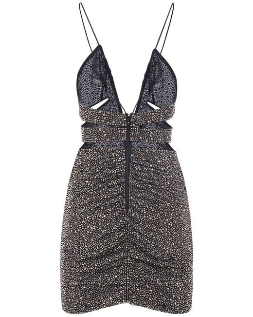 DSquared² Black Embellished Jersey Cutout Mini Dress