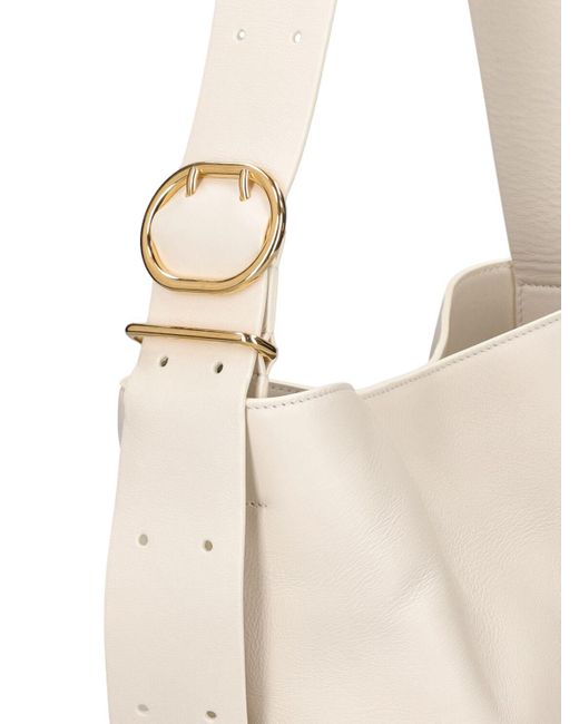 Jil Sander White Small Folded Leather Tote Bag