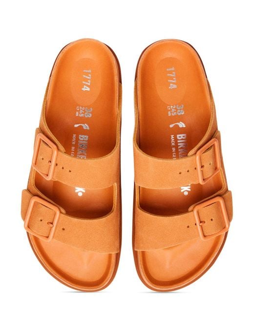 Birkenstock 1774 Orange Arizona Cazador Suede Sandals