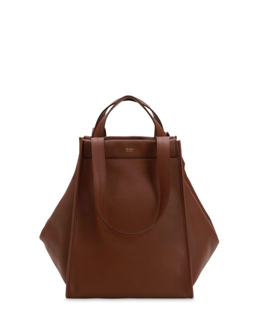 Max Mara Brown Large Reversible Cashmere & Leather Bag