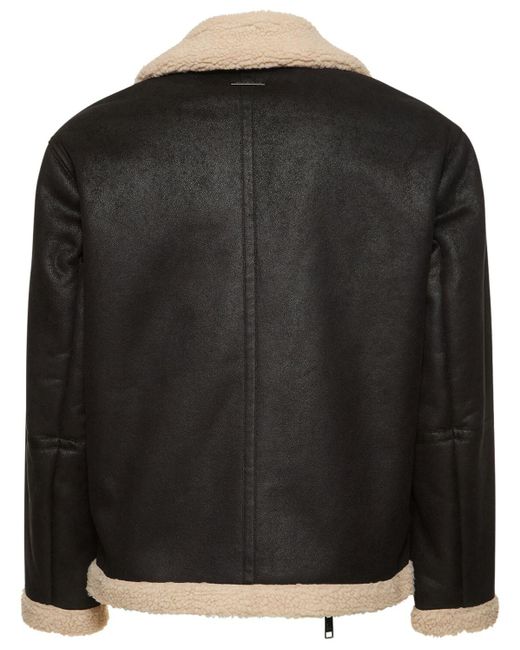 Armani exchange faux shearling worker jacket in sales black