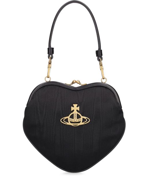 Vivienne Westwood Black Belle Heart Frame Moiré Top Handle Bag