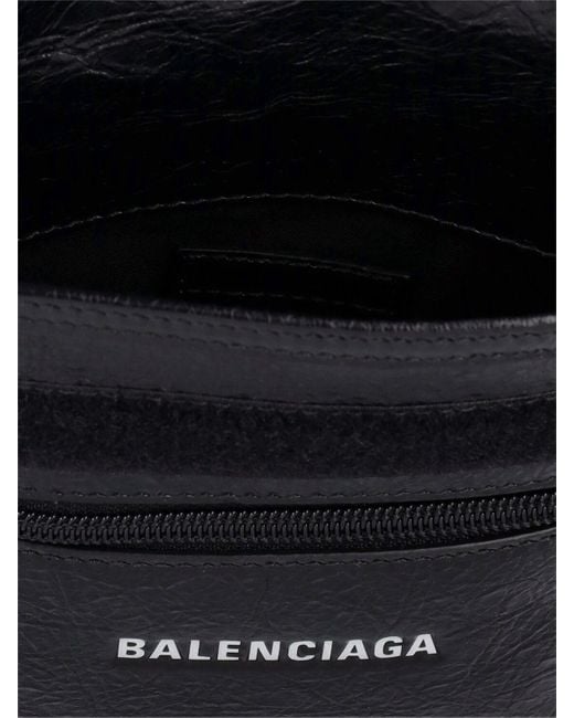 Balenciaga Black Explorer Leather Crossbody Bag for men