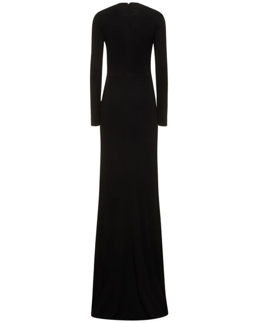Elie Saab Black Draped Jersey Long Dress W/Split