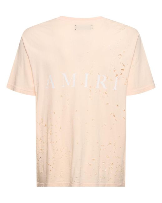Amiri Natural Ma Logo Distressed Cotton Jersey T-shirt for men