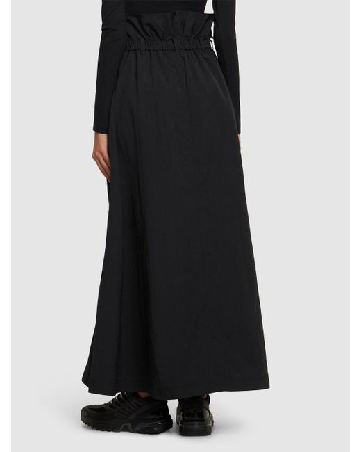 Y-3 Black Long Crack High Waist Nylon Skirt