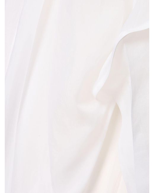 Ferragamo White Draped Silk Blend Organza Shirt