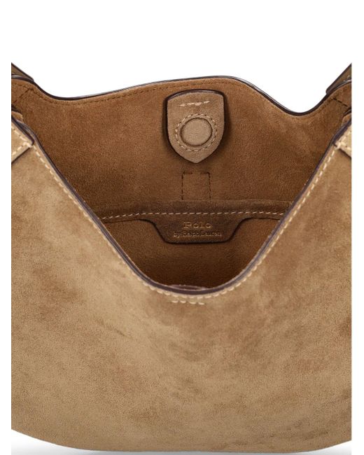 Polo Ralph Lauren Natural Small Polo Id Suede Shoulder Bag
