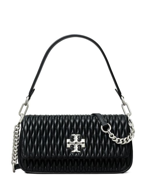 Tory Burch Samall Kira Ruched Leather Shoulder Bag in Black | Lyst Canada
