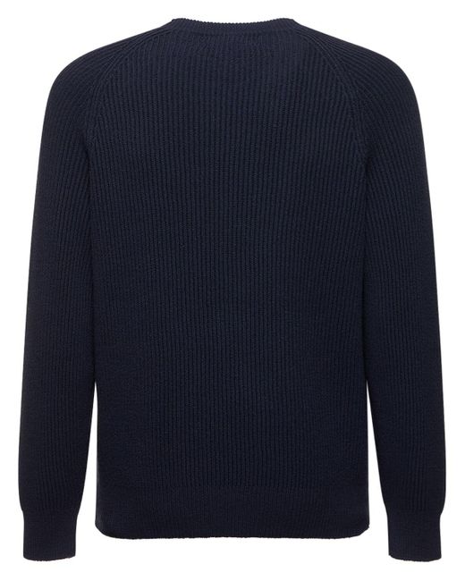 Brunello Cucinelli Blue Cotton Knit Crewneck Sweater for men