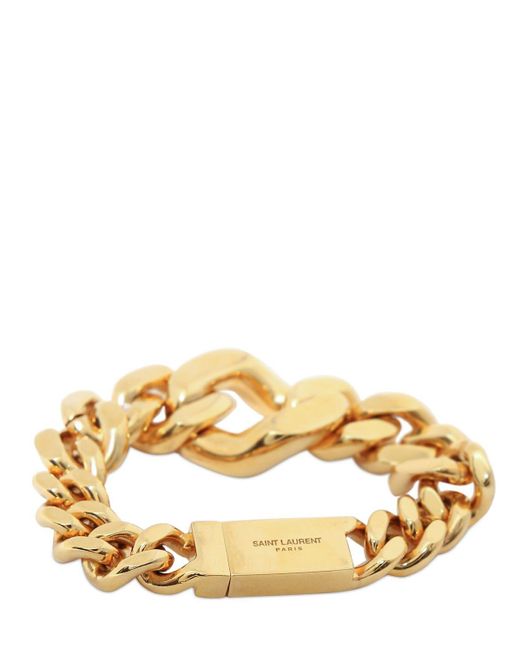 Saint Laurent Metallic Brass Oversize Curb Chain Bracelet