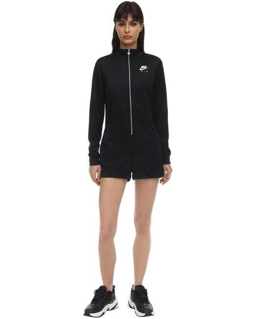 Nike Black Acetate Long Sleeve Jumpsuit