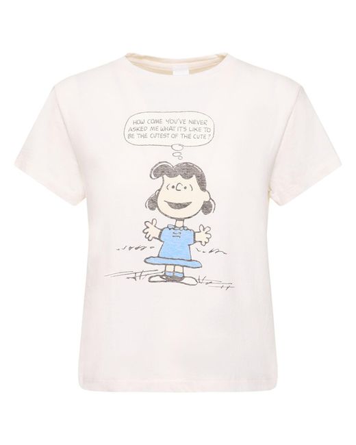 Re/done White Lucy Cute Classic Cotton T-shirt