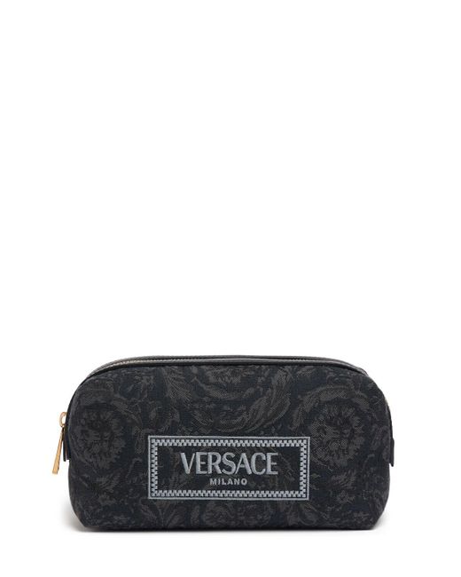 Versace Black Barocco Embroidery Jacquard Beauty Pouch