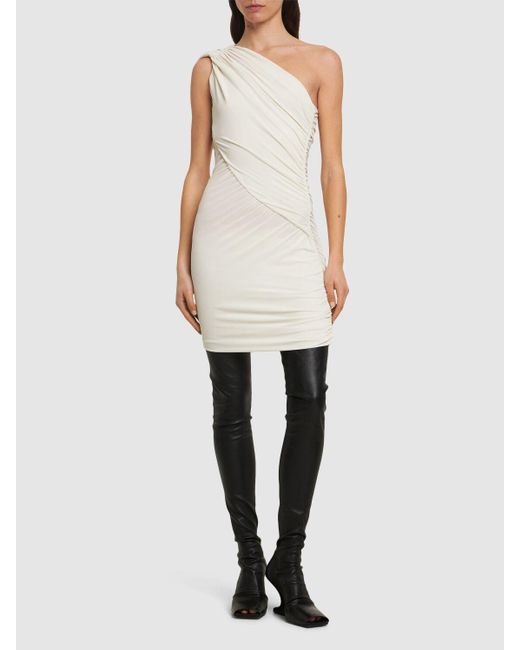 Rick Owens White Damen Einschulterkleid Mit Drapiertem Jersey „Amira“