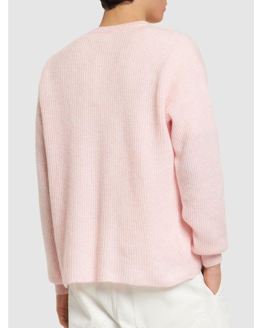 sunflower Pink Air Wool Blend Rib Knit Sweater for men