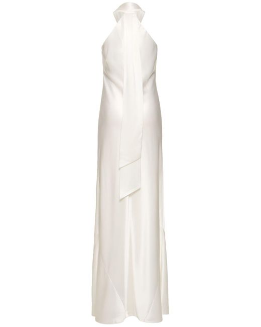 Robe longue en satin pandora Galvan en coloris White