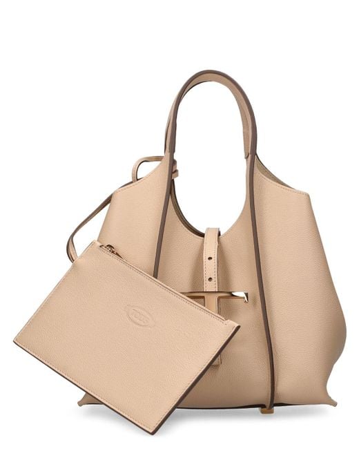 Tod's Natural Mini T Shopping Leather Bag
