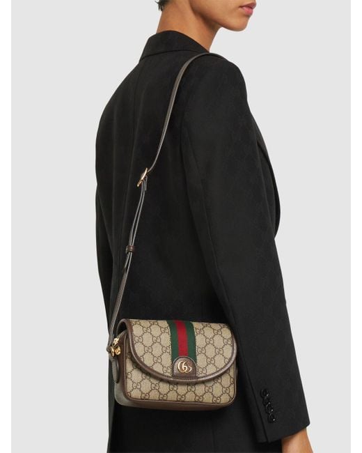 Gucci Brown Mini Ophidia gg Canvas Shoulder Bag