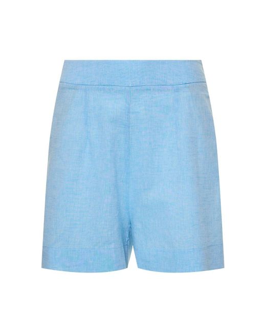 Ermanno Scervino Blue Linen High Rise Shorts