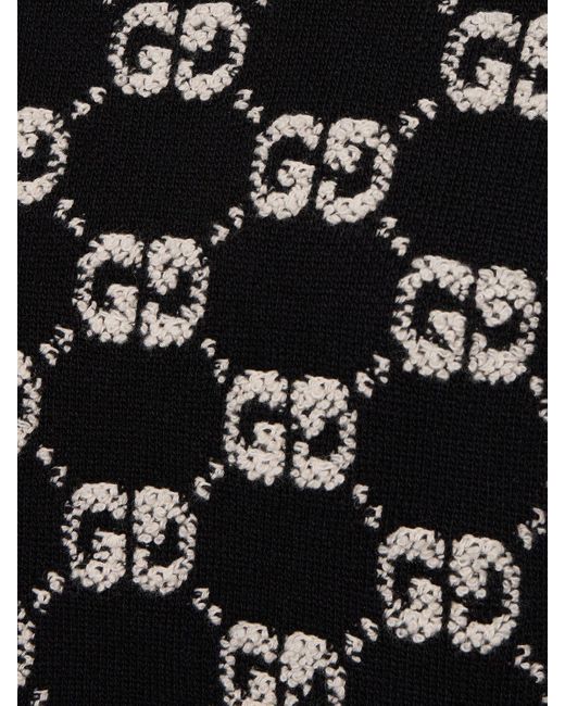 Gucci Black Schal Aus Wolljacquard "gg"