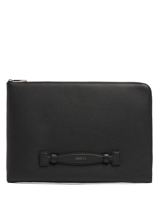 メンズ Gucci レザービジネスポーチ Black