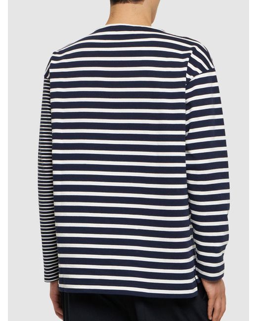 Comme des Garçons Blue Striped Cotton Stitch T-shirt for men