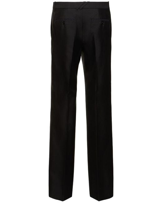 Pantaloni tom in lana e seta di Burberry in Black da Uomo