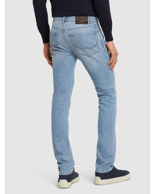 Jeans de denim de algodón stretch Brioni de hombre de color Blue