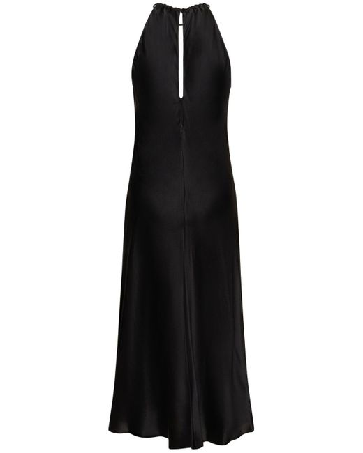 Nili Lotan Black Eglantine Halter Neck Silk Midi Dress