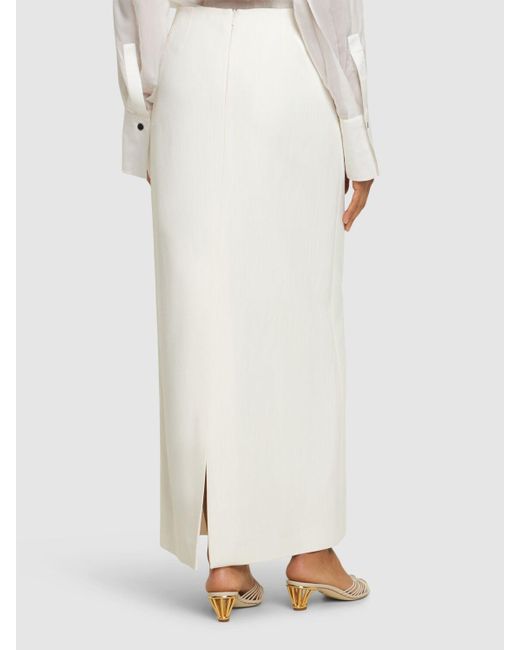 Falda larga de viscosa y lino Ferragamo de color White