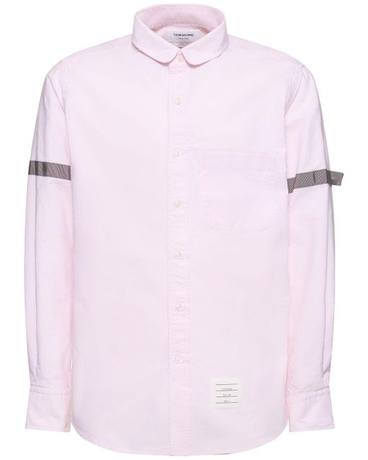 Thom Browne Pink Straight Fit Mini Round Collar Shirt for men