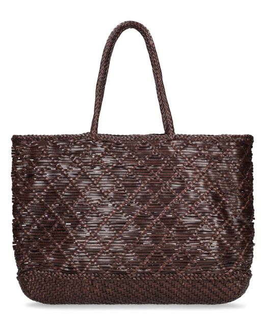 Dragon Diffusion Brown Corso Weave Leather Top Handle Bag