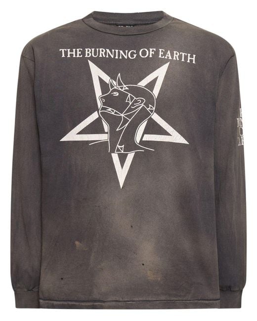 Saint Michael Gray Burn Of Earth Long Sleeve T-shirt for men