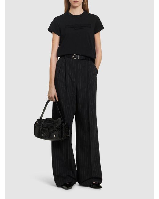 Mujer Camiseta De Algodón Logo Alexander Wang de color Black