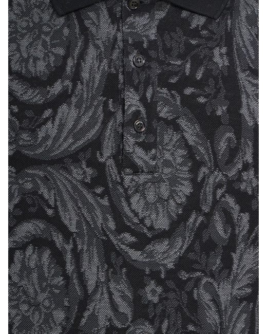 Versace Polohemd Aus Baumwollpiqué ́mit Barocco-motiv in Black für Herren