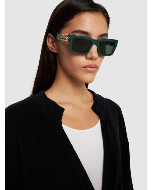 Casablancabrand Green Monogram Plaque Squared Sunglasses