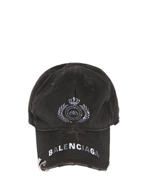 Balenciaga Black Logo Piercing Cotton Basebal Cap for men
