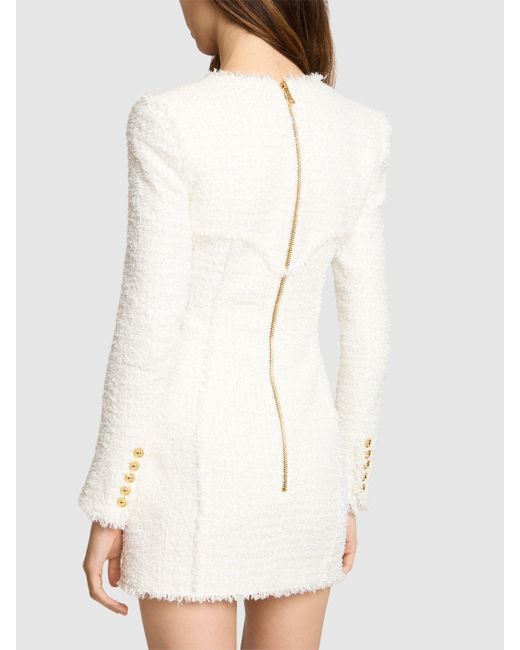 Balmain White Minikleid Aus Tweed