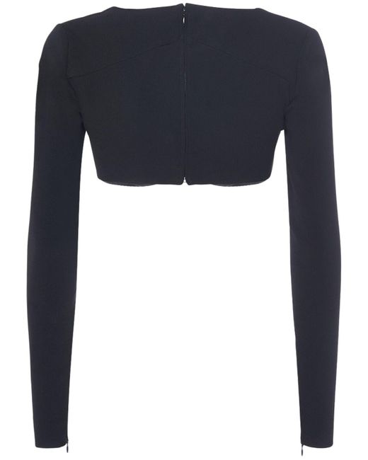 DSquared² Blue Crepe Cady Long Sleeved Bra Top