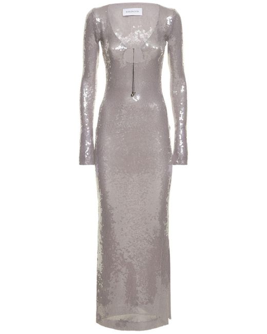 16Arlington Solaria Sequined Midi Dress in Gray | Lyst