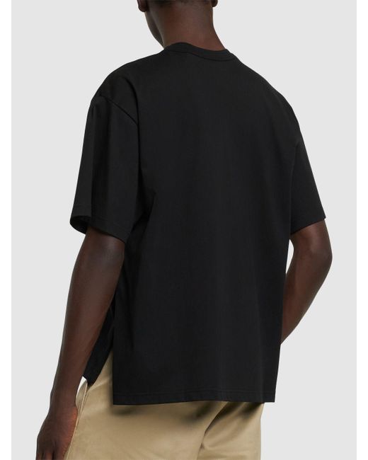 Camiseta de algodón jersey Sacai de hombre de color Black