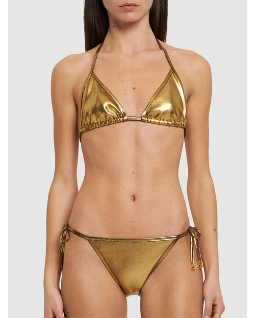 Balmain Metallic Triangle Bikini