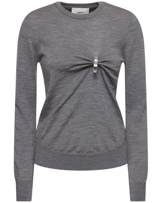 Coperni Gray Damen Strickpullover Mit Wäscheklammer