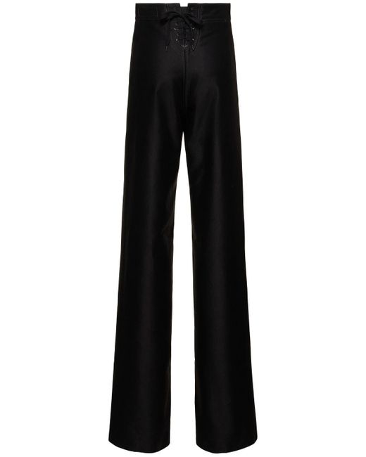 Pantalones de satén de algodón Maison Margiela de color Black