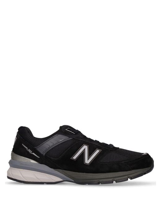New Balance Leather 990 V5 Sneakers in Black/Silver (Black) Lyst UK