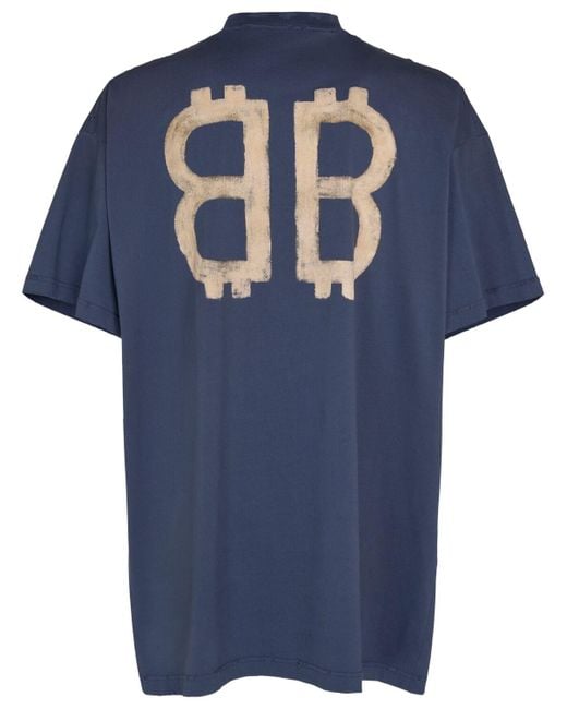 T-shirt en coton vintage imprimé crypto Balenciaga pour homme en coloris Blue
