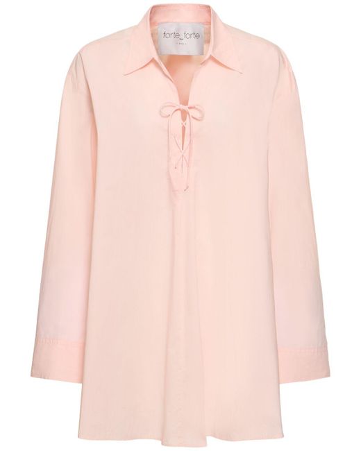 Camisa de popelina de algodón Forte Forte de color Pink